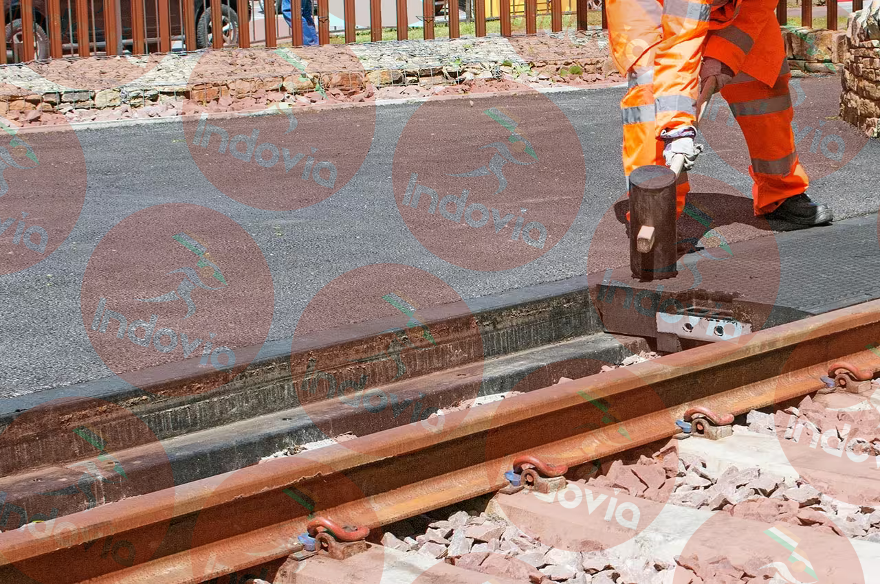 Fitting crossing panel with rubber edge beam